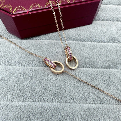 [Renovia Jewelry]LOVE DOUBLE PINK STONES RING BRACELET